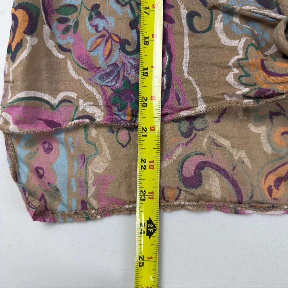 Venti6 Spring Floral Print Tie-Front Top Beige Multi Size M